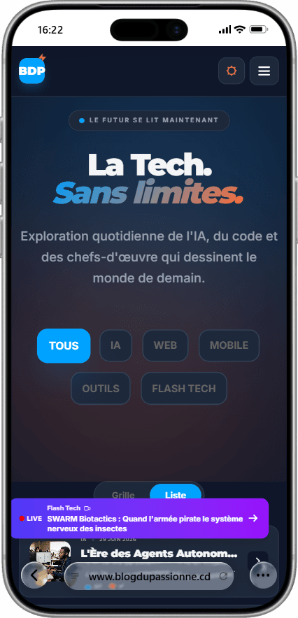 Capture d'écran de la page d'accueil du Blog du Passionné