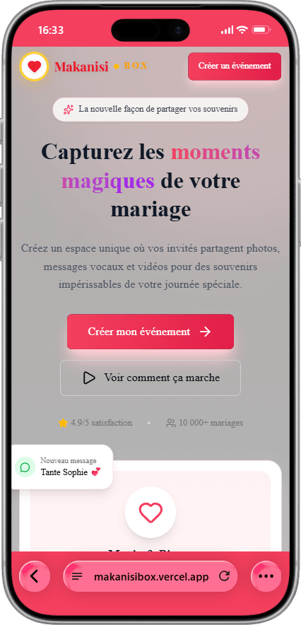 Capture d'écran de la page d'accueil de Makanisi Box